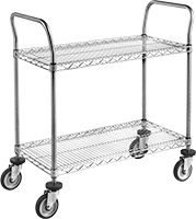 Image of Product. Style B. Front orientation. 2 Shelves. Food and Beverage Stainless Steel Carts, Style B.