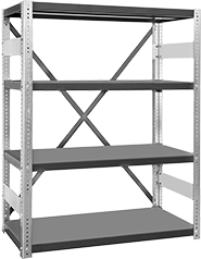 Image of Product. Front orientation. Shelving. Brute Shelving, Open Shelving, Complete Units.