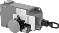 Image of Product. Front orientation. Emergency Stop Switches. Cable-Pull-Actuator Emergency Stop Switches, 1 Direction with Emergency Stop Button, Power Indicator and Tension Indicator (IP67, NEMA 4, NEMA 13).