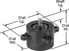 Image of Product. Front orientation. Contains Annotated. Speed Limiters. Rotary Speed Limiters, Gearless Shaft, Style C.