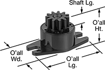 Image of Product. Front orientation. Contains Annotated. Speed Limiters. Rotary Speed Limiters, Geared Shaft, Style A.