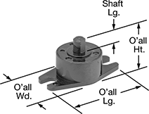 Image of Product. Front orientation. Contains Annotated. Speed Limiters. Rotary Speed Limiters, Gearless Shaft, Style A.