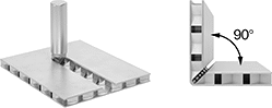 Image of ProductInUse. Router Bit Shown Making V-Groove Cut in Aluminum Panel. Front orientation. Contains Annotated, MultipleImages. Router Bits. Router Bits for Making Corners in Honeycomb Panels.