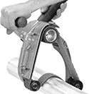 Image of ProductInUse. Front orientation. Sanders. Air-Powered Narrow-Belt Sanders for Curved Surfaces.