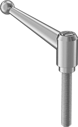 Image of Product. Front orientation. 303 Stainless Steel Adjustable Handle, with M10 x 1.5 mm Thread Size x 60 mm Long Stud, 58 mm Projection.