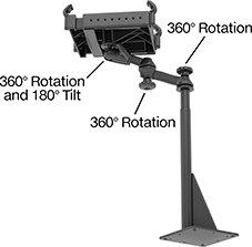 Image of Product. Front orientation. Contains Annotated. Positioning Arms. Laptop Positioning Arms , Screw-On Mount.