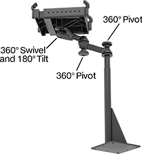 Image of Product. Front orientation. Contains Annotated. Laptop Mounts. Screw-On Floor Mount.