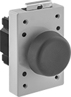 Image of Product. Front orientation. Emergency Stop Switches. Outlet-Box-Mount Push-Button-Actuator Emergency Stop Switches.