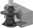 Image of ProductInUse. Front orientation. Router Bits. Corner-Rounding Router Bits , Uncoated Carbide-Tipped Steel, Bullnose with Beading Corner Style.