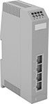 Image of Product. Front orientation. Ethernet Switches. Device-Prioritizing DIN-Rail-Mount Ethernet Switches, Ethernet Switches with Port Mirroring, 4 Sockets.