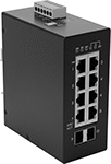 Image of Product. 8 Ethernet Sockets with 2 SFP Sockets. Front orientation. Ethernet Switches. Device-Prioritizing DIN-Rail-Mount Ethernet Switches, Ethernet Switches with SFP Sockets, 8 Sockets.