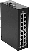 Image of Product. Front orientation. Ethernet Switches. Device-Prioritizing DIN-Rail-Mount Ethernet Switches, 16 Sockets.
