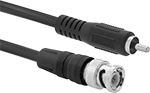 Image of Product. BNC Plug × RCA Plug for Audio/Video. Front orientation. Coaxial Cords. Coaxial Cords, BNC Connection, RCA Connection, Plug.