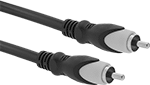 Image of Product. RCA Plug × RCA Plug for Audio/Video with One Connection. Front orientation. Coaxial Cords. Coaxial Cords, RCA Connection, Plug, 0.24" OD Cord.
