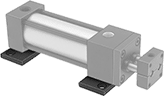 Image of ProductInUse. Front orientation. Air Cylinder Mounts. Nonrotating NFPA Tie Rod Air Cylinders, Foot-Bracket Actuator Connection.