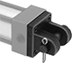 Image of ProductInUse. Front orientation. Air Cylinder Mounts. Nonrotating NFPA Tie Rod Air Cylinders, Clevis-Bracket-with-Pin Actuator Connection.