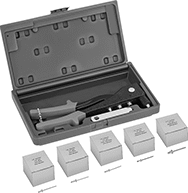 Image of Product. Style D with Plastic Case and Rivets. Front orientation. Rivet Tools. Manual Tools for Blind Rivets, Style D, Plastic case.