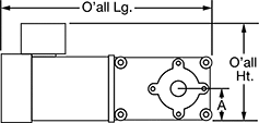 Image of Attribute. Front orientation. Contains Annotated. Right-Angle AC Gearmotors.