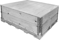 Image of ProductInUse. Shown with Cover. Front orientation. Pallet Collars.