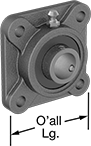 Image of Product. Front orientation. Contains Annotated. Mounted Bearings. High-Temperature Mounted Ball Bearings with Four-Bolt Flange.