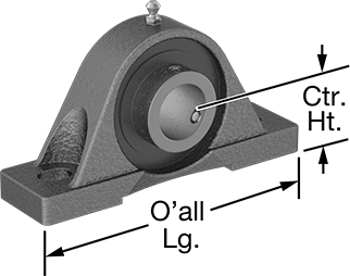 Image of Product. Front orientation. Contains Annotated. High-Temperature Mounted Ball Bearing, with Synthetic Grease, for 1/2" Shaft Diameter.