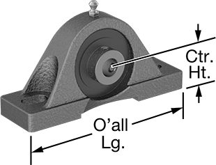 Image of Product. Front orientation. Contains Annotated. High-Temperature Mounted Ball Bearing, with Synthetic Grease, for 1/2" Shaft Diameter.