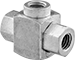 Image of Product. UNF Female × UNF Female × UNF Female. Front orientation. Diverting Valves. Pressure-Driven Threaded Diverting Valves , Brass Body, Side Connection, UNF Thread, Female.