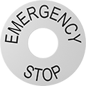 Image of Product. Without Keyway. Front orientation. Legend Plates. Labels for Emergency Stop Switches, Without Keyway.