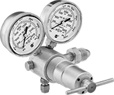 Image of Product. Female Outlet × Male Inlet Elbow With T-Handle. Front orientation. Pressure-Regulating Valves. Tank-Mount High-Pressure-Regulating Valves for Air and Inert Gas, Male Inlet, Female Outlet, Single Stage, Outlet-Pressure-Adjustment T-Handle.