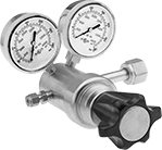 Image of Product. Female Outlet × Female Inlet Straight With Knob. Front orientation. Pressure-Regulating Valves. Tank-Mount High-Pressure-Regulating Valves for Air and Inert Gas, Female Inlet, Female Outlet, Single Stage, Outlet-Pressure-Adjustment Knob.