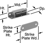 Image of Product. Front orientation. Contains Annotated. Magnetic Latches. High-Temperature Magnetic Latches, Style 1.
