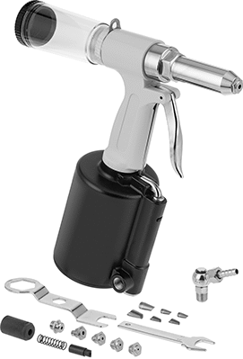 Image of Product. Front orientation. Air-Powered Tool for Blind Rivets, 3055 lbs. Pull Capacity.