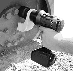 Image of ProductInUse. Pistol Grip Shown in Use with Shock Absorber. Front orientation. Torque Wrenches. Cordless Torque Wrenches, Pistol Grip.