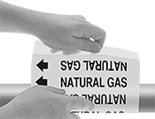 Image of ProductInUse. Front orientation. Pipe Markers. Washdown Pipe Markers.