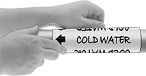 Image of ProductInUse. Front orientation. Pipe Markers. Write-On Snap-On Pipe Markers.