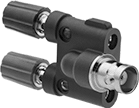 Image of Product. Stackable Double Binding Post with Banana Jack × BNC Jack. Front orientation. BNC Adapters. Stackable Double Binding Post with Banana Jack, BNC Jack.