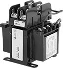 Image of Product. Transformer with Input and Output Fuse Block. Front orientation. Input Fuse Block. Harsh-Environment High-Inrush Panel-Mount Transformers, Output Fuse Block.