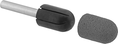 Image of System. Cap with Required Shank. Front orientation. Replaceable-Cap Sanding Bits, for Stainless Steel and Hard Metals, 1/2" Diameter, for Smooth Finish.