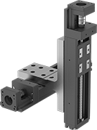 Image of ProductInUse. Vertical Mounting Plate (Shown Installed). Front orientation. Electric Slide Mounts. Positioning Slides for Stepper Motors, Vertical Mount.