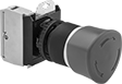 Image of Product. Front orientation. Emergency Stop Switches. Plastic 22 mm Panel-Mount Push-Button-Actuator Emergency Stop Switches, Not Illuminated, Turn Reset.