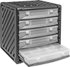 Plastic Stackable Small-Parts Cabinets with Compartmented Boxes