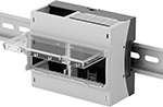 Image of ProductInUse. Front orientation. Single-Board Computer Enclosures. Raspberry Pi Single-Board Computer Enclosures, DIN-Rail-Mount Enclosures, Polycarbonate.