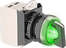 Image of Product. Green. Front orientation. Lever Switches. Plastic 22 mm Panel-Mount Lever Switches, Illuminated.