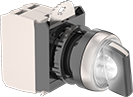 Image of Product. Black. Front orientation. Lever Switches. Plastic 22 mm Panel-Mount Lever Switches, Illuminated.