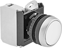Image of Product. Round Flush. Front orientation. Push-Button Switches. Plastic 22 mm Panel-Mount Push-Button Switches, Round Push Button, Without Cover, Flush Push Button.