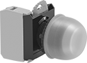Image of Product. Round Flush with Cover. Front orientation. Round Push Button. Plastic 22 mm Panel-Mount Push-Button Switches, With Cover, Flush Push Button.