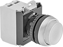 Image of Product. Round Projecting. Front orientation. Push-Button Switches. Plastic 22 mm Panel-Mount Push-Button Switches, Round Push Button, Without Cover, Projecting Push Button.