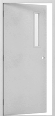 Image of Product. Front orientation. Doors. Single Doors, Rectangular Window.