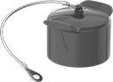 Image of Product. Cap with Lanyard. Front orientation. Electrical Connector Caps. Plugs.