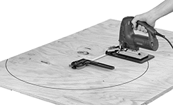 Image of ProductInUse. Circle Cutting Pattern. Front orientation. Saw Guides. Cutting Guides, Style B.